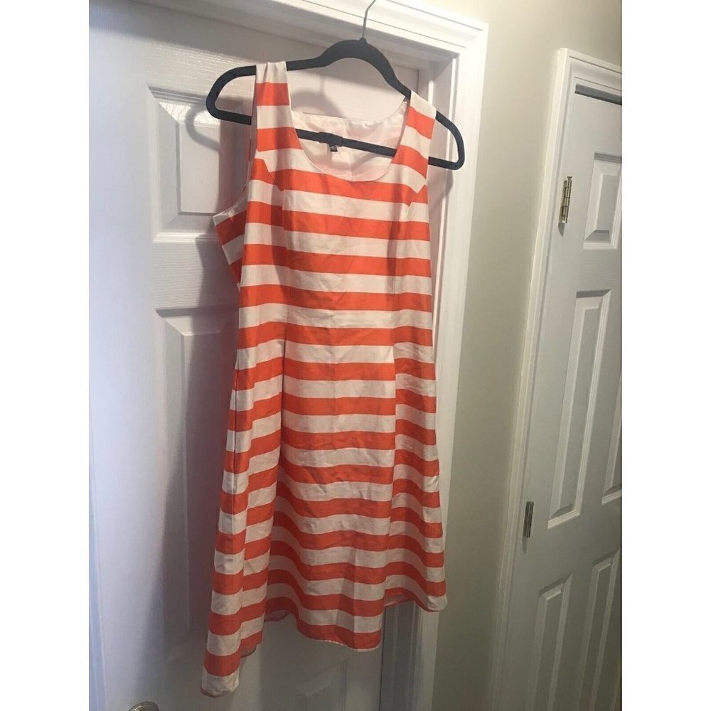 WOMEN’S Orange and White Stripe Dress Size 10